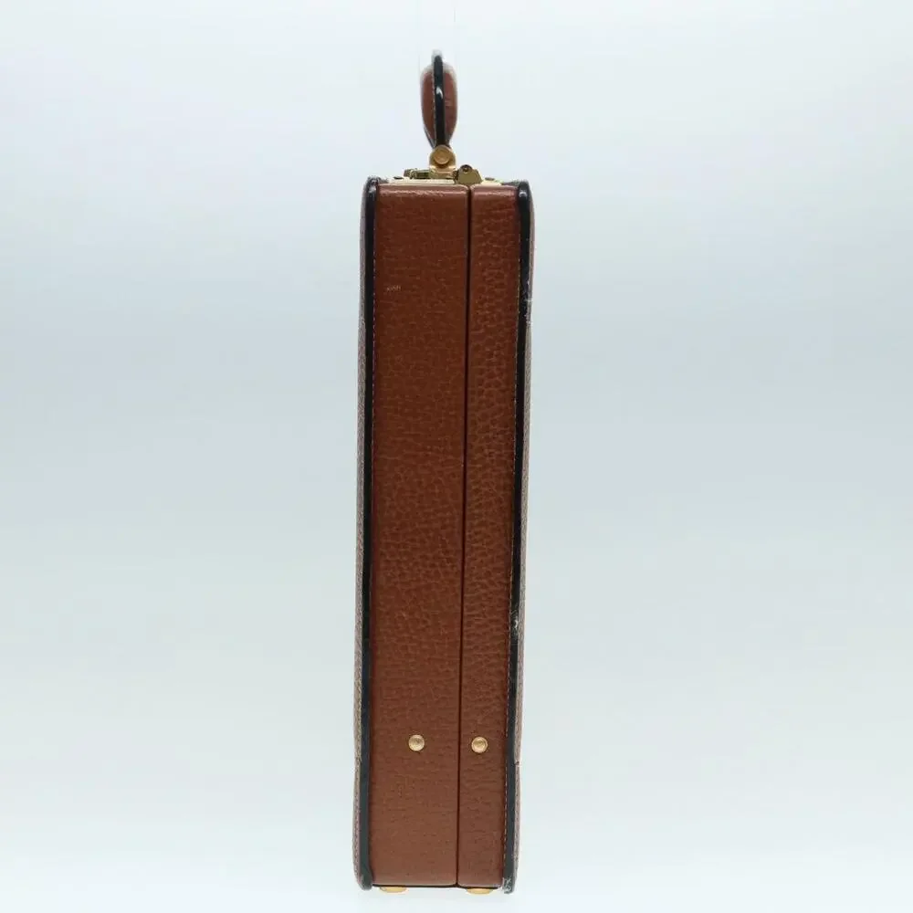 LOEWE Anagram Attache Case Trunk Leather Brown Gold